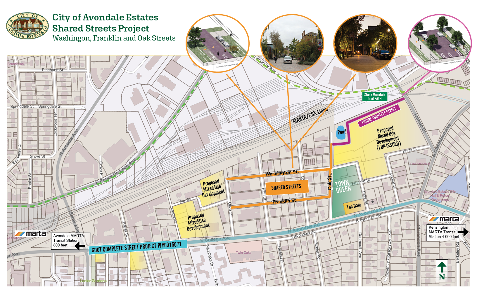 Shared Streets Project Map downtown Avondale Estates